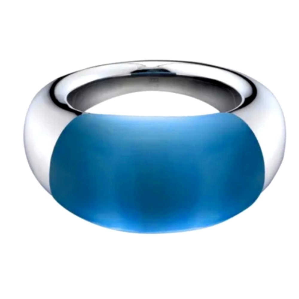 Calvin Klein Blue Cats Eye Eclipse Logo Silver Ring